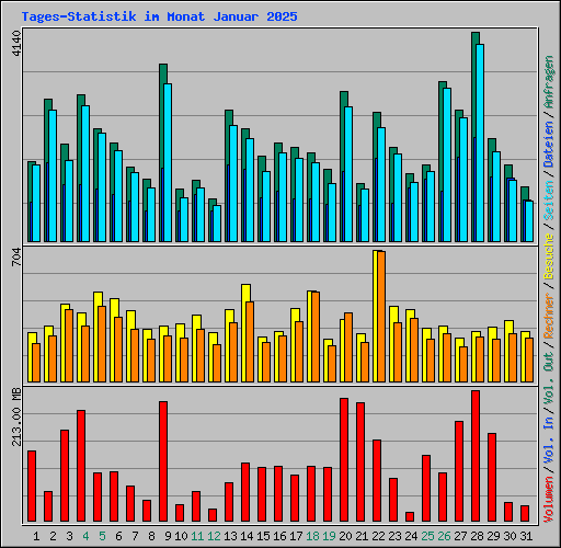 Tages-Statistik im Monat Januar 2025